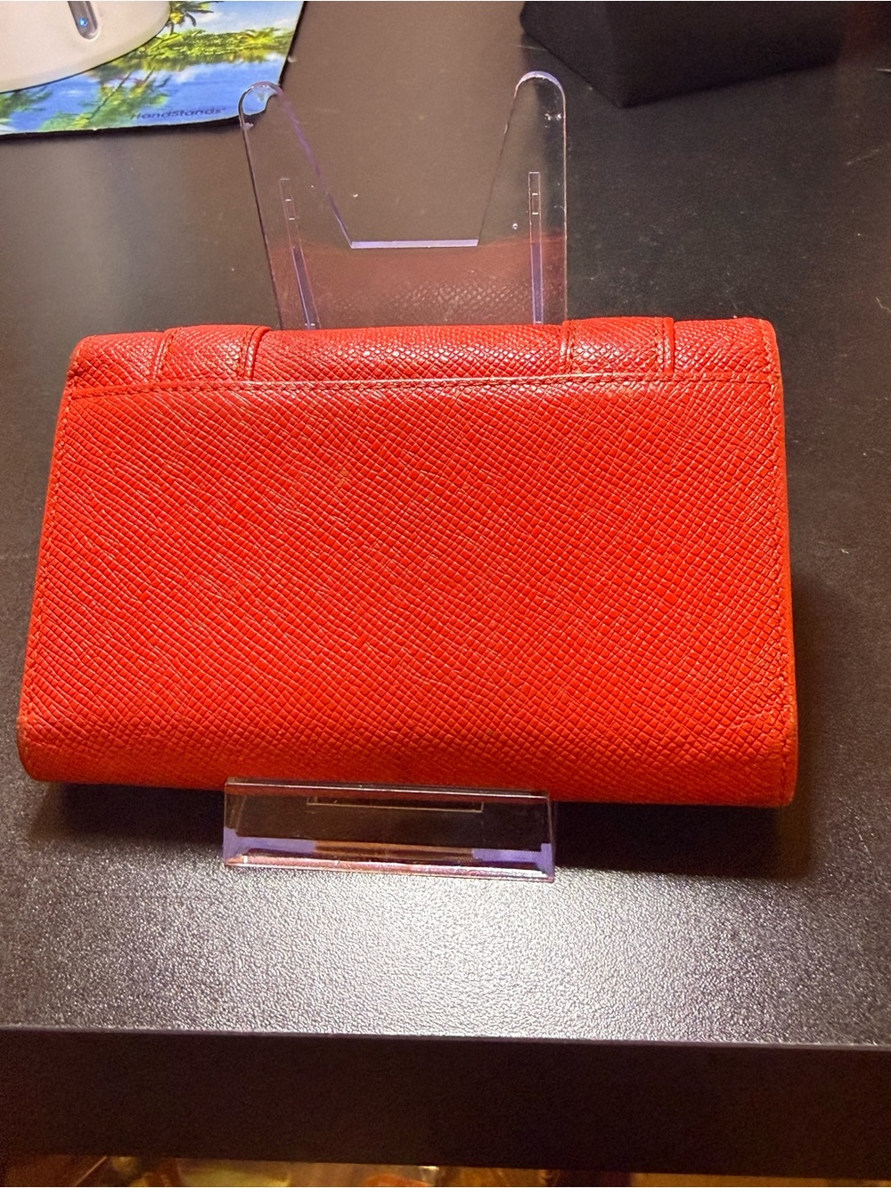 MCM Red Textured Leather Logo Plaque Wallet - Picture 2 of 12